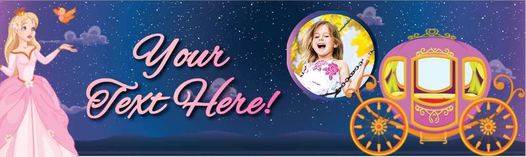 Personalised Happy Birthday Banner - Cinderella Princess - 1 Photo Upload