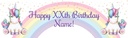 Personalised Happy Birthday Banner - Rainbow Unicorn Fairytale - Custom Text