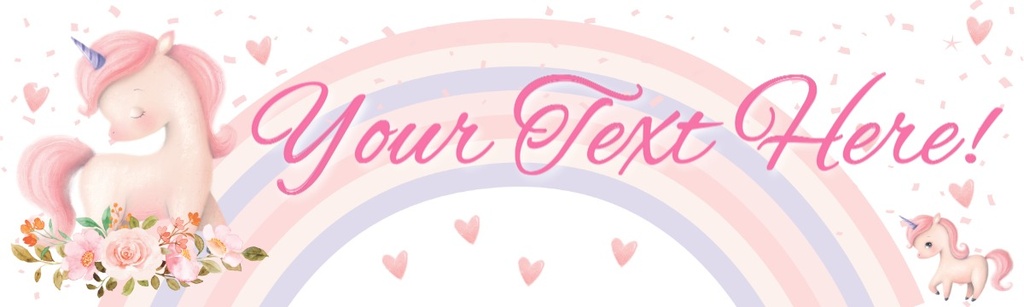 Personalised Party Banner - Pink Flower Unicorn - Custom Text