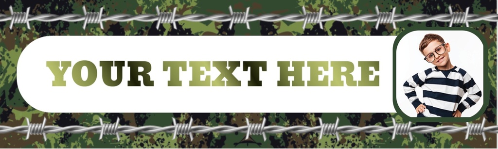 Personalised Party Banner - Army Theme - Custom Text & 1 Photo Upload