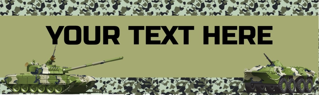 Personalised Party Banner - Green Army Tanks - Custom Text