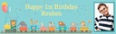 Personalised Party Banner - Lion Party Train - Custom Text & 1 Photo Upload