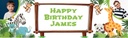 Personalised Party Banner - Jungle Animal Party - Custom Text & 2 Photo Upload
