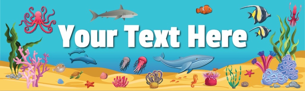 Personalised Party Banner - Under The Sea Shark - Custom Text