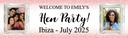 Personalised Hen Party Banner - Pink Welcome - Custom Name & 2 Photo Upload