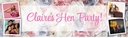 Personalised Hen Do Banner - Roses Hen Party - Custom Name & 4 Photo Upload