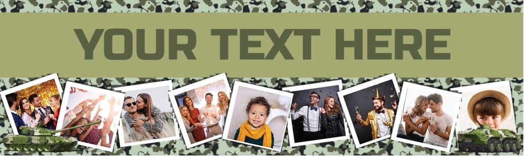 Personalised Happy Birthday Banner - Army - 9 Photo Upload