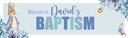 Personalised Baptism Banner - Blue Rabbit Floral - Custom Name