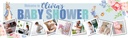 Personalised Baby Shower Banner - Blue Rabbit Welcome - Custom Name & 9 Photo Upload
