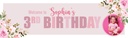 Personalised Happy 3rd Birthday Banner - Pink Rabbit - Custom Name & 1 Photo Upload