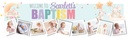 Personalised Baptism Banner - Bunny & Stars - Custom Name & 9 Photo Upload
