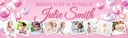 Personalised 1st Birthday Banner - Pink Balloons - Custom Name & 9 Photo Upload