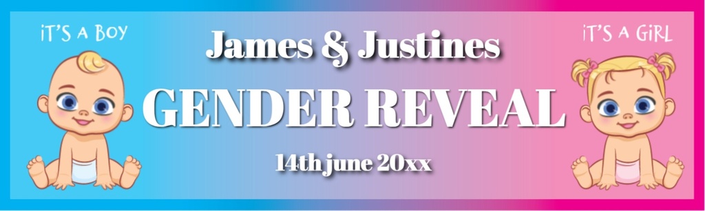 Personalised Gender Reveal Banner - Its a Boy Its A Girl - Custom Name & Date
