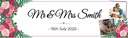 Personalised Wedding Banner - Pink Roses - Custom Name, Date & 2 Photo Upload