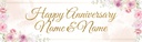 Personalised Anniversary Banner - Pink Floral - Custom Name