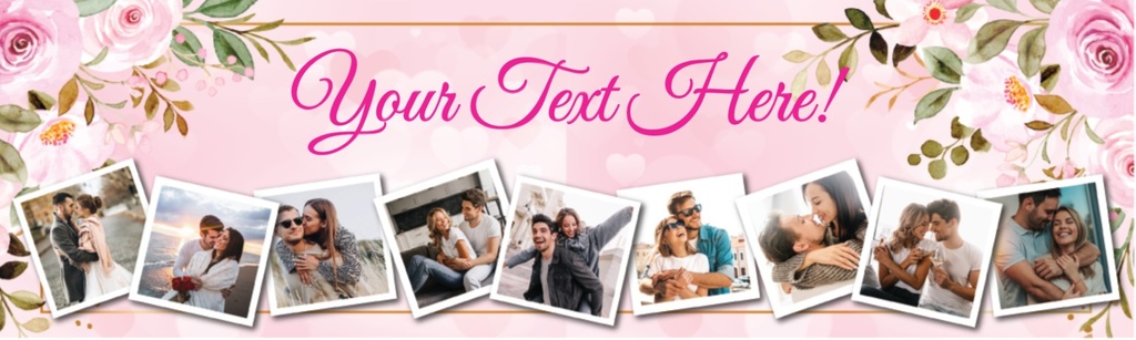 Personalised Engagement Banner - Pink Floral - 9 Photo Upload