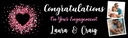 Personalised Engagement Party Banner - Pink Love Hearts - Custom Name & 2 Photo Upload