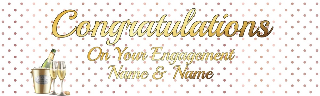 Engagement Party Banner - Congratulations White & Gold