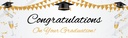 Graduation Banner - White & Gold Congratulations On Your
