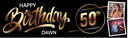 Personalised Happy 50th Birthday Banner - Black & Gold - 2 Photo Upload