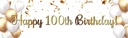 Happy 100th Birthday Banner - Gold & White Balloons
