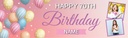 Personalised Happy 70th Birthday Banner - Balloons - Custom Name & 2 Photo Upload
