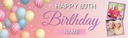 Personalised Happy 80th Birthday Banner - Balloons - Custom Name & 2 Photo Upload