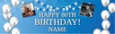 Personalised Happy 80th Birthday Banner - Blue & White - 2 Photo Upload