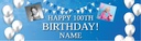 Personalised Happy 100th Birthday Banner - Blue & White - 2 Photo Upload