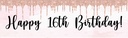 Happy 16th Birthday Banner - Pink Glitter