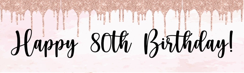 Happy 80th Birthday Banner - Pink Glitter
