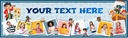 Personalised Happy Birthday Banner - Pirate Ship Kids - Custom Text & 9 Photo Upload