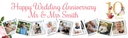 Personalised 10th Wedding Anniversary Banner - Floral Design - 9 Photo Upload