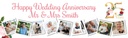 Personalised 25th Wedding Anniversary Banner - Floral Design - 9 Photo Upload