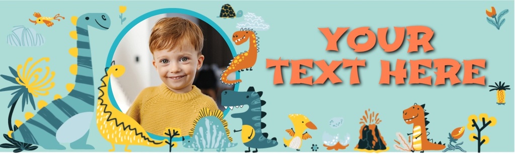 Personalised Happy 3rd Birthday Banner - Dinosaur Friends - 1 Photo Upload