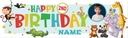 Personalised Happy 2nd Birthday Banner - Jungle Animals - Custom Name & 1 Photo Upload