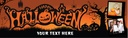 Personalised Happy Halloween Party Banner - Spooky Pumpkin - Custom Text & 2 Photo Upload