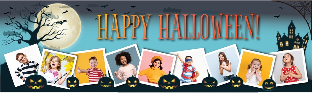 Personalised Halloween Party Banner - Trick Or Treat Spooky - 9 Photo Upload