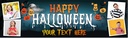 Personalised Halloween Party Banner - Full Moon & Pumpkins - Custom Text & 4 Photo Upload