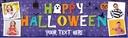 Personalised Happy Halloween Party Banner - Ghosts & Ghouls - Custom Text & 4 Photo Upload