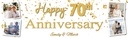 Personalised 70th Wedding Anniversary Banner - Gold Design - Custom Name & 4 Photo Upload