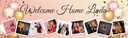 Personalised Welcome Home Banner - Pink & Gold Balloons - Custom Name & 9 Photo Upload