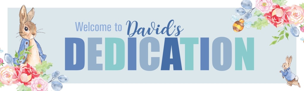 Personalised Dedication Banner - Blue Rabbit - Custom Name | Cool Hippo