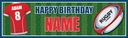 Personalised Party Banner - Rugby Red Blue Green - Custom Name