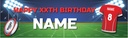 Personalised Party Banner - Kids Rugby  - Custom Text
