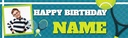 Personalised Party Banner - Kids Tennis - Custom Text & 1 Photo Upload