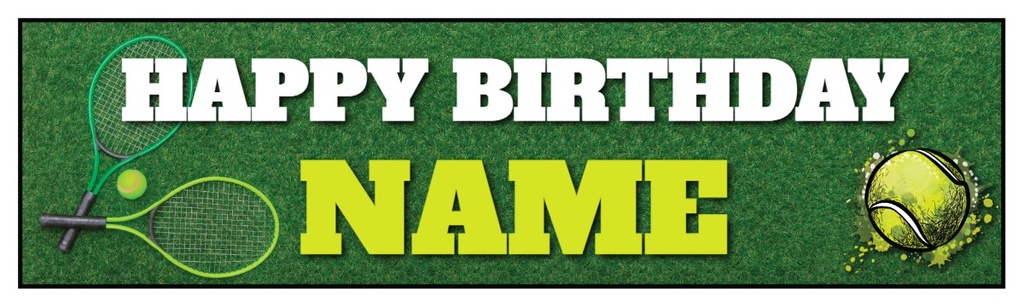 Personalised Party Banner - Kids Tennis Green - Custom Text