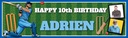 Personalised Party Banner - Cricket Batsman - Custom Text & 2 Photo Upload