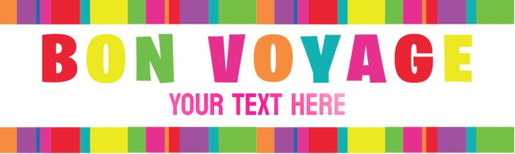 Personalised Bon Voyage Banner - Rainbow Stripe - Custom Name