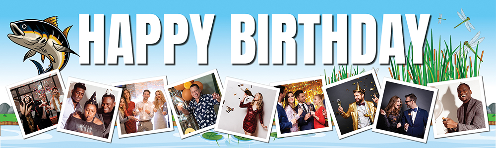 Birthday Party Banner - Fishing - Add Text & 9 Photos